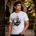 Men's Pure Cotton Regular Fit Mahadev Trishul Damru Graphic T-Shirt | 180 GSM Bio-Washed Spiritual Casual Tee