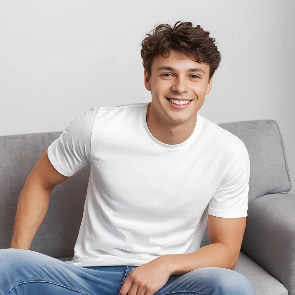 Premium Men's Solid White T-Shirt | 100% Cotton Bio-Washed Round Neck Half Sleeve T-Shirt | Classic Regular Fit Casual Wear