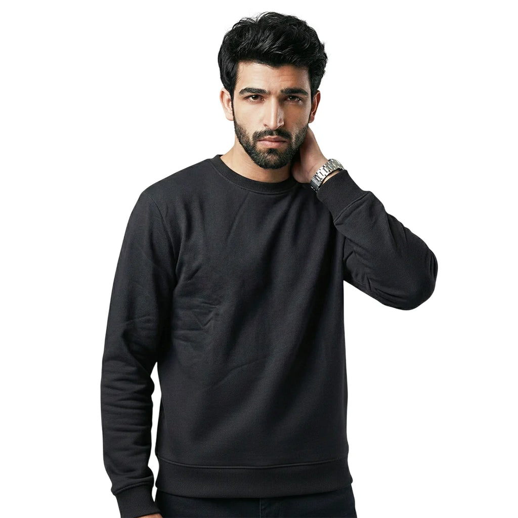 Men’s Premium Solid Crew Neck Sweatshirt | Casual Long Sleeve Pullover for Winter & Fall | Smart Regular Fit
