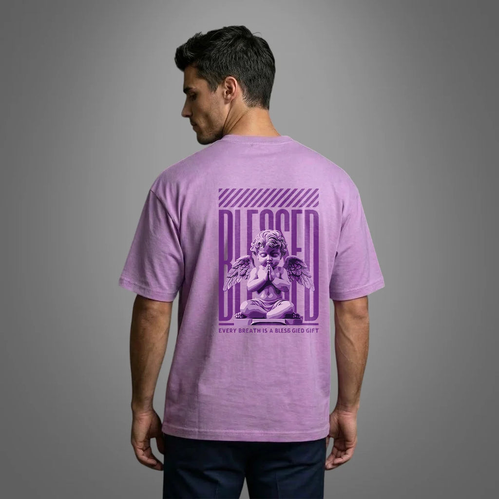 "God Gifted Blessed" Graphic Oversized T-Shirt – Lavender