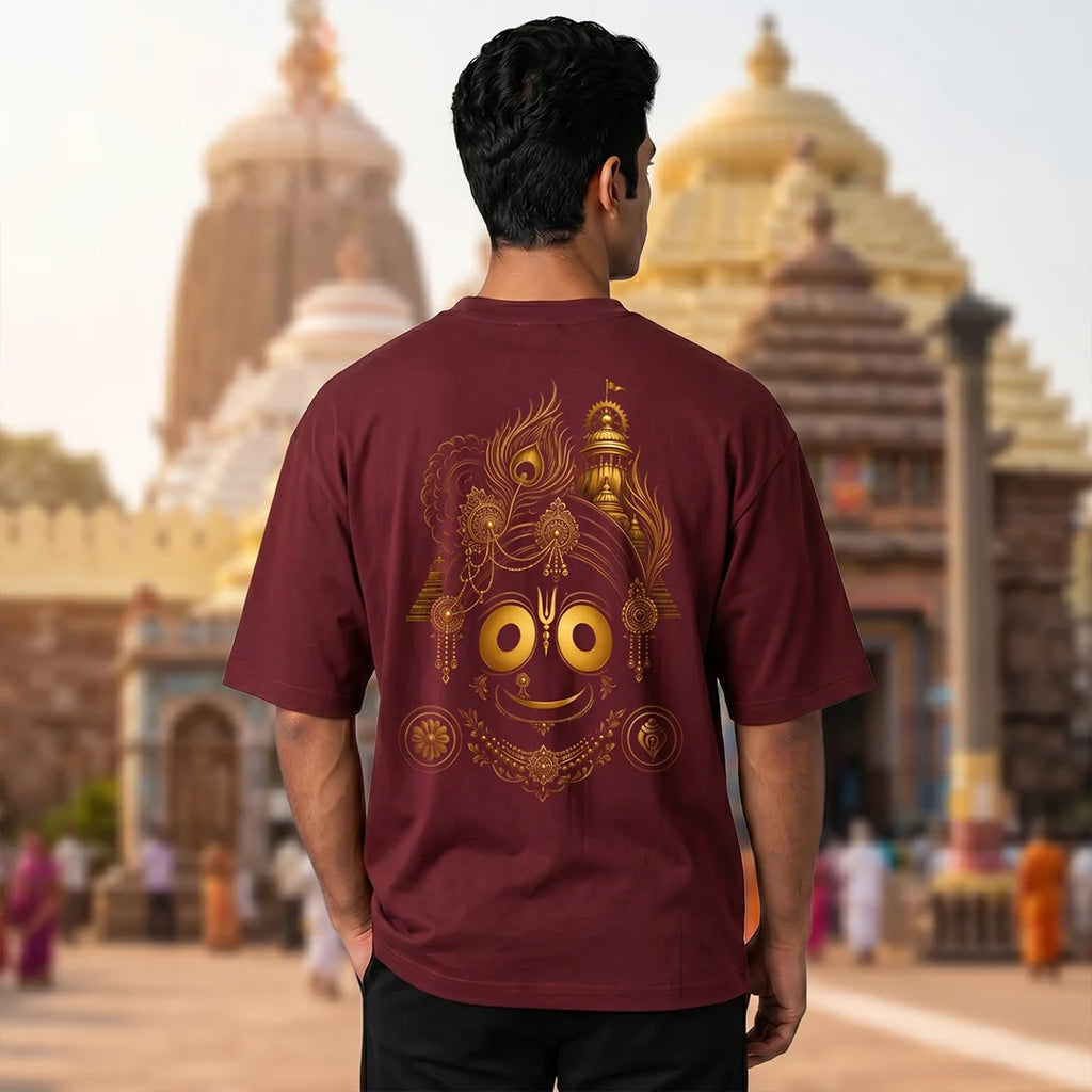 Premium Oversized Jai Jagannath Graphic T-Shirt - 240 GSM Pure Cotton, Soft Biowashed