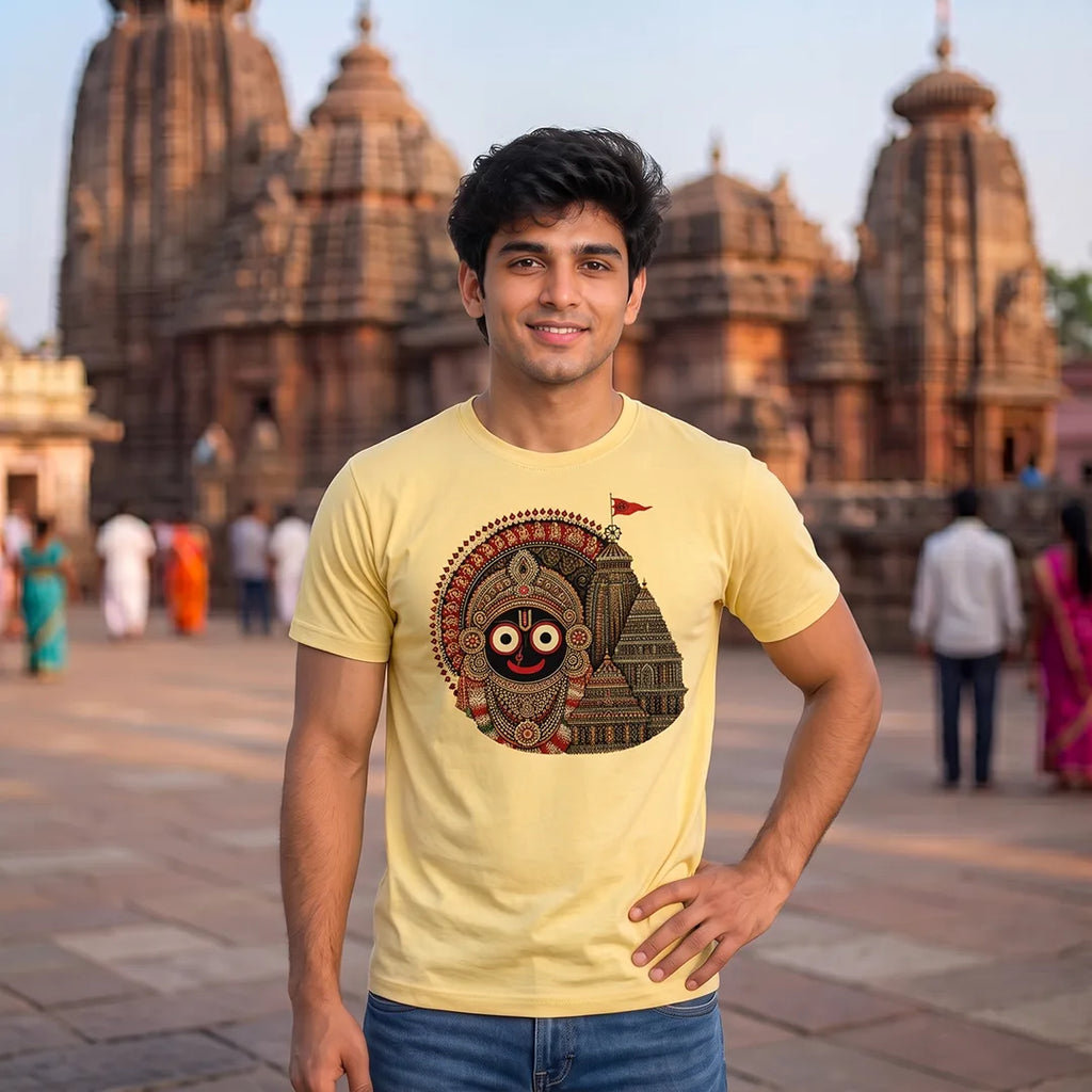 Men's Jagannath Puri Printed Round Neck Regular Fit T-Shirt (180 GSM)