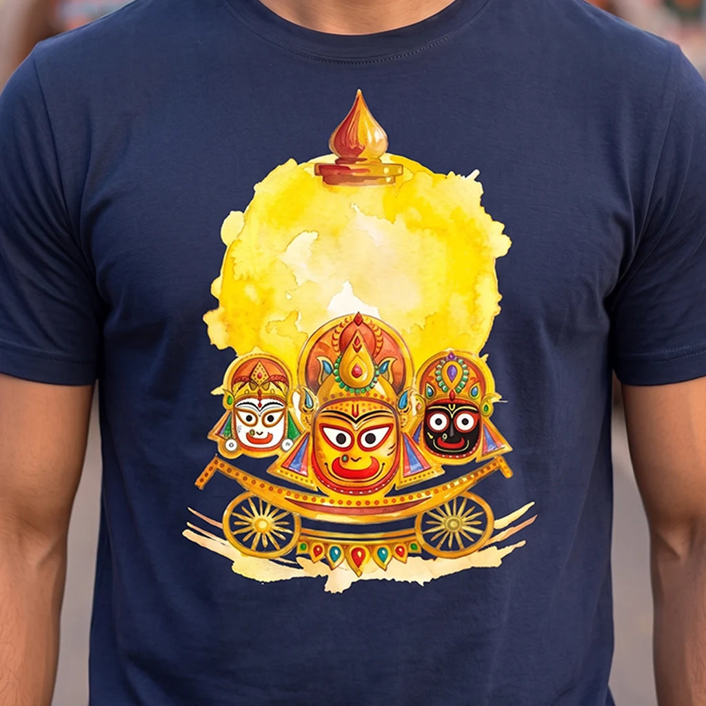 Men's Pure Cotton Jai Jagannath Holy Trinity Graphic Printed T-Shirt