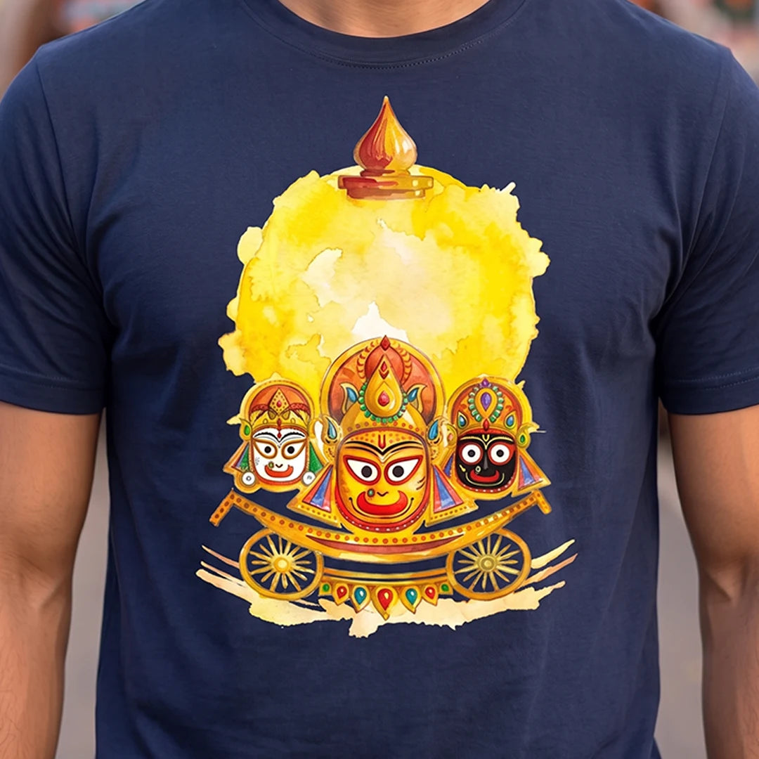 Men's Pure Cotton Jai Jagannath Holy Trinity Graphic Printed T-Shirt