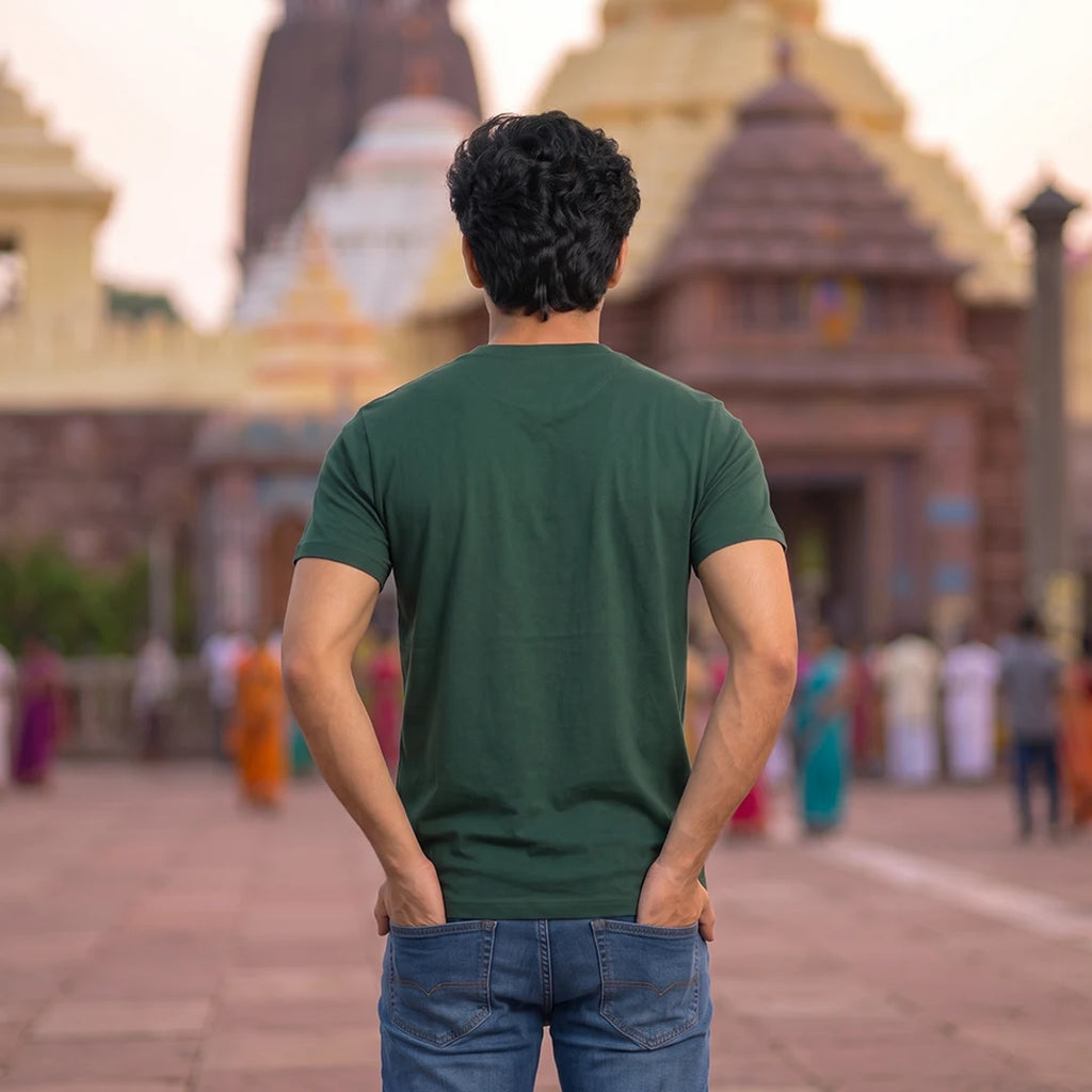 Men's Jagannath Puri Printed Round Neck Regular Fit T-Shirt (180 GSM)