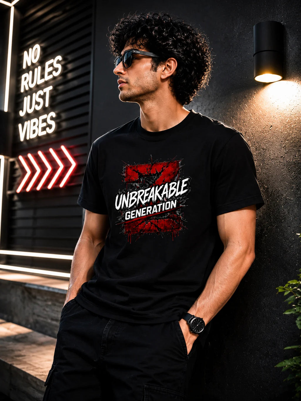 Excello Men's 'Unbreakable Generation Z' Graphic Printed T-Shirt | 180 GSM Pure Cotton Regular Fit