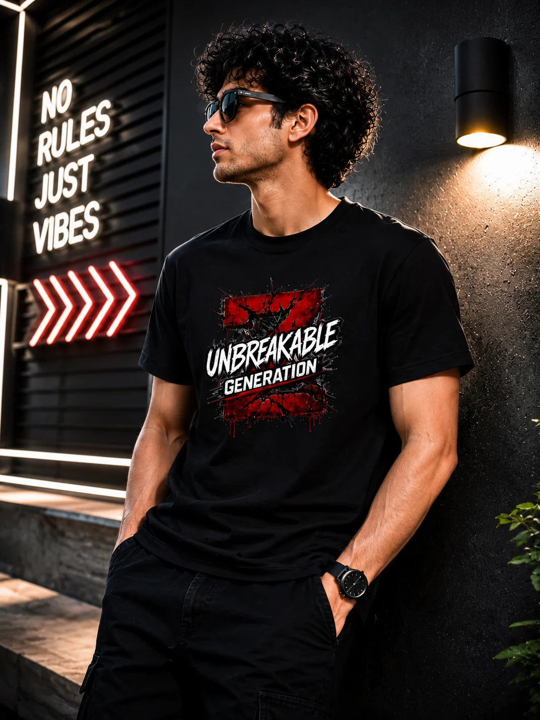 Excello Men's 'Unbreakable Generation Z' Graphic Printed T-Shirt | 180 GSM Pure Cotton Regular Fit