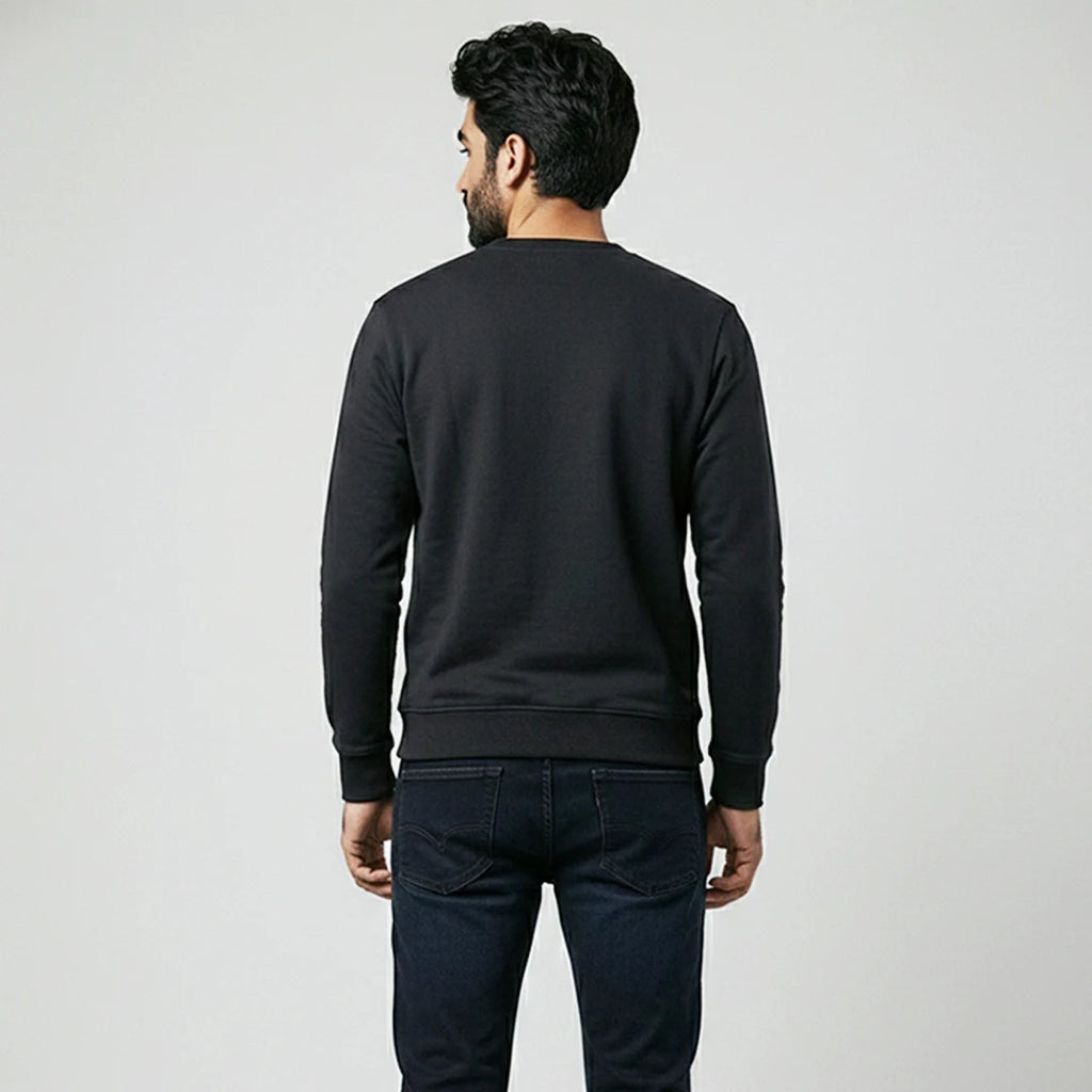 Men’s Premium Solid Crew Neck Sweatshirt | Casual Long Sleeve Pullover for Winter & Fall | Smart Regular Fit