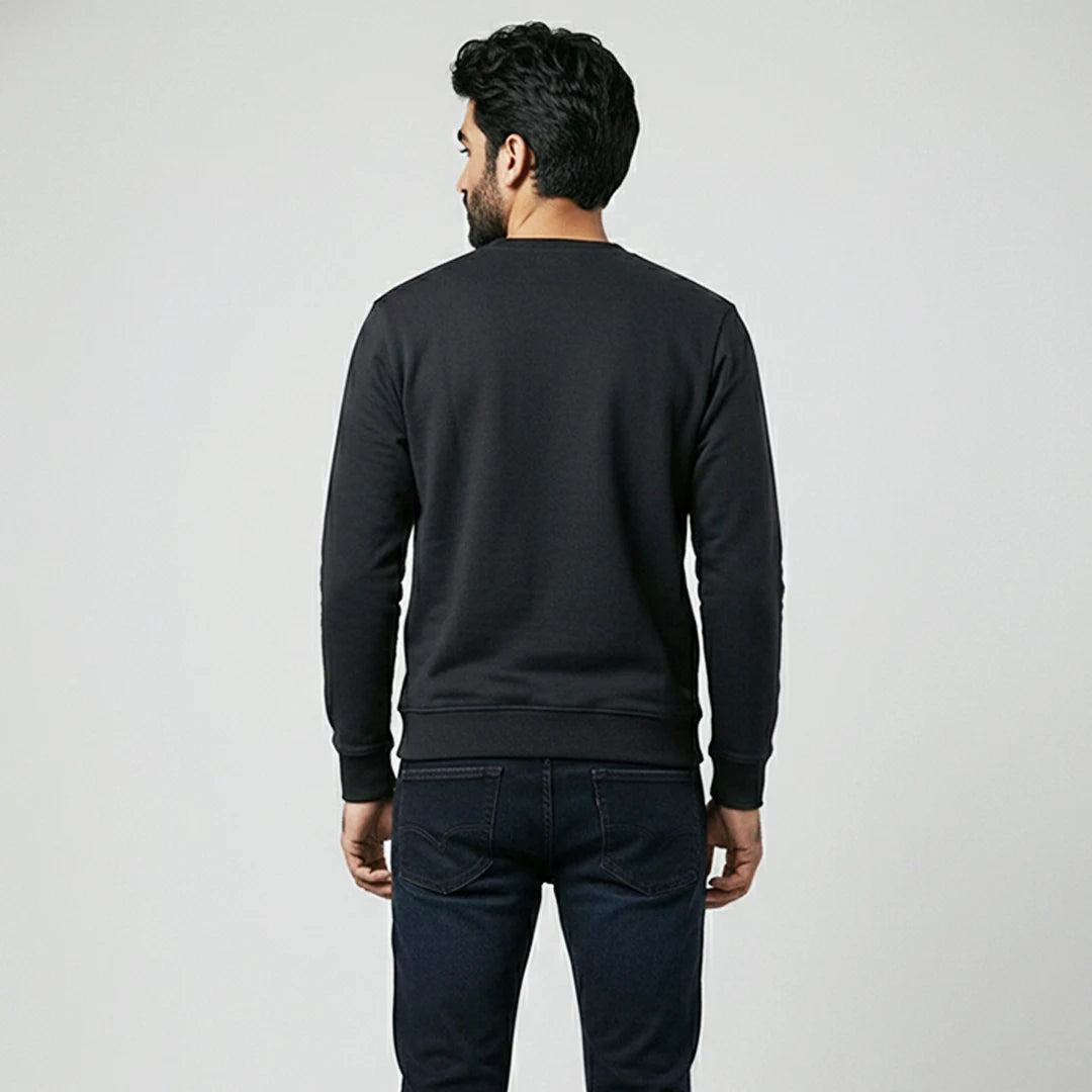 Men’s Premium Solid Crew Neck Sweatshirt | Casual Long Sleeve Pullover for Winter & Fall | Smart Regular Fit