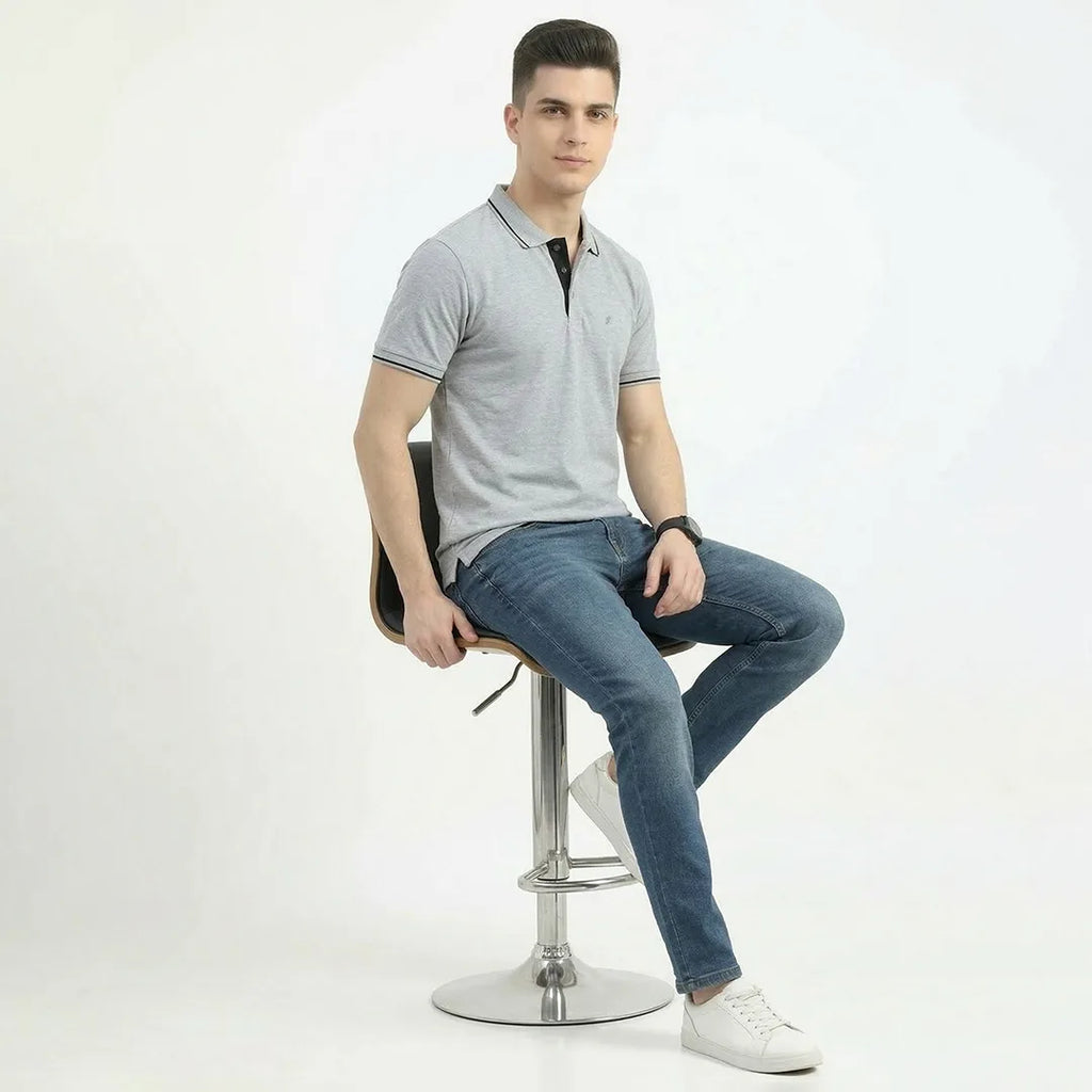 Premium 270 GSM Pure Cotton Biowash Tipping Polo T-Shirt - Heavyweight & Breathable