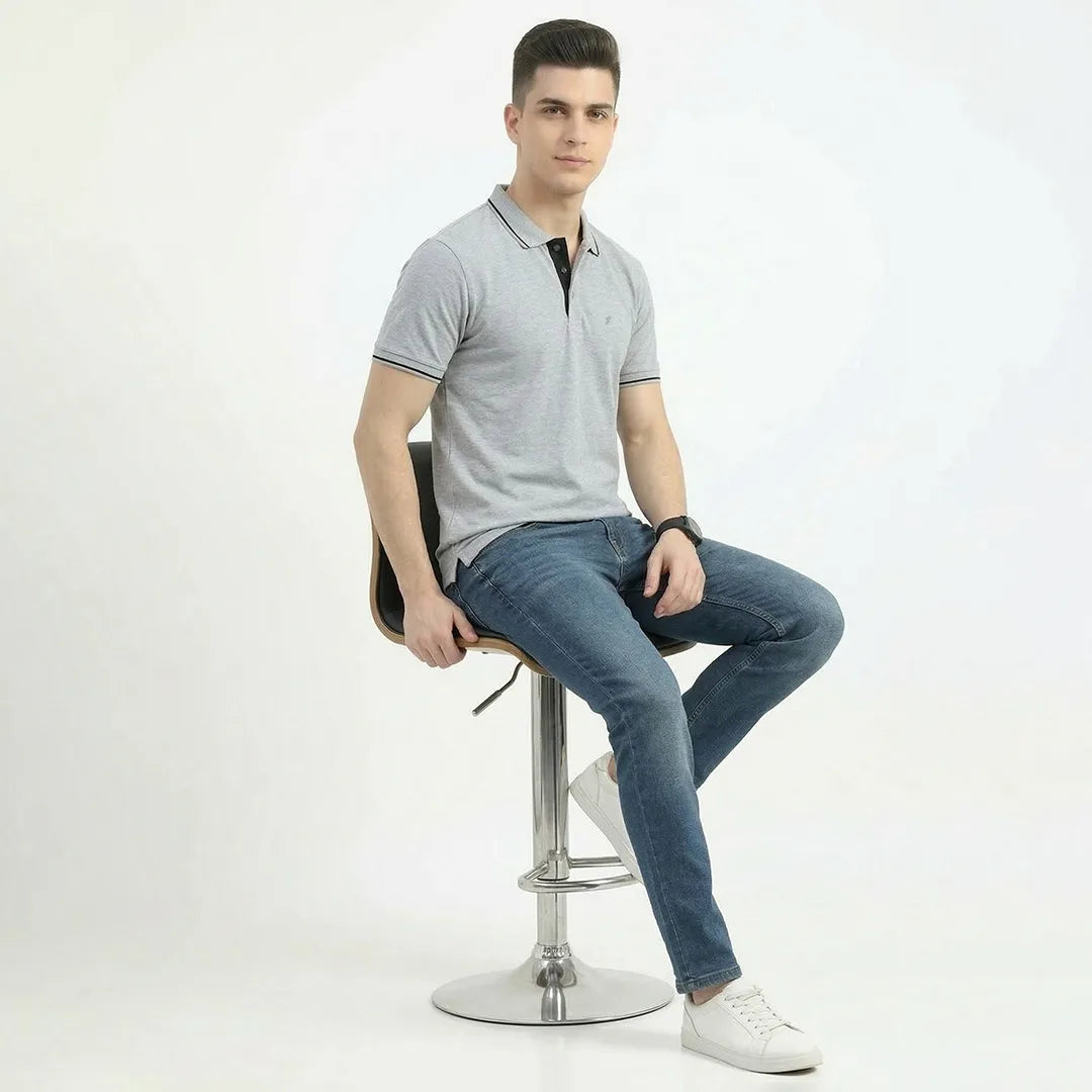 Premium 270 GSM Pure Cotton Biowash Tipping Polo T-Shirt - Heavyweight & Breathable
