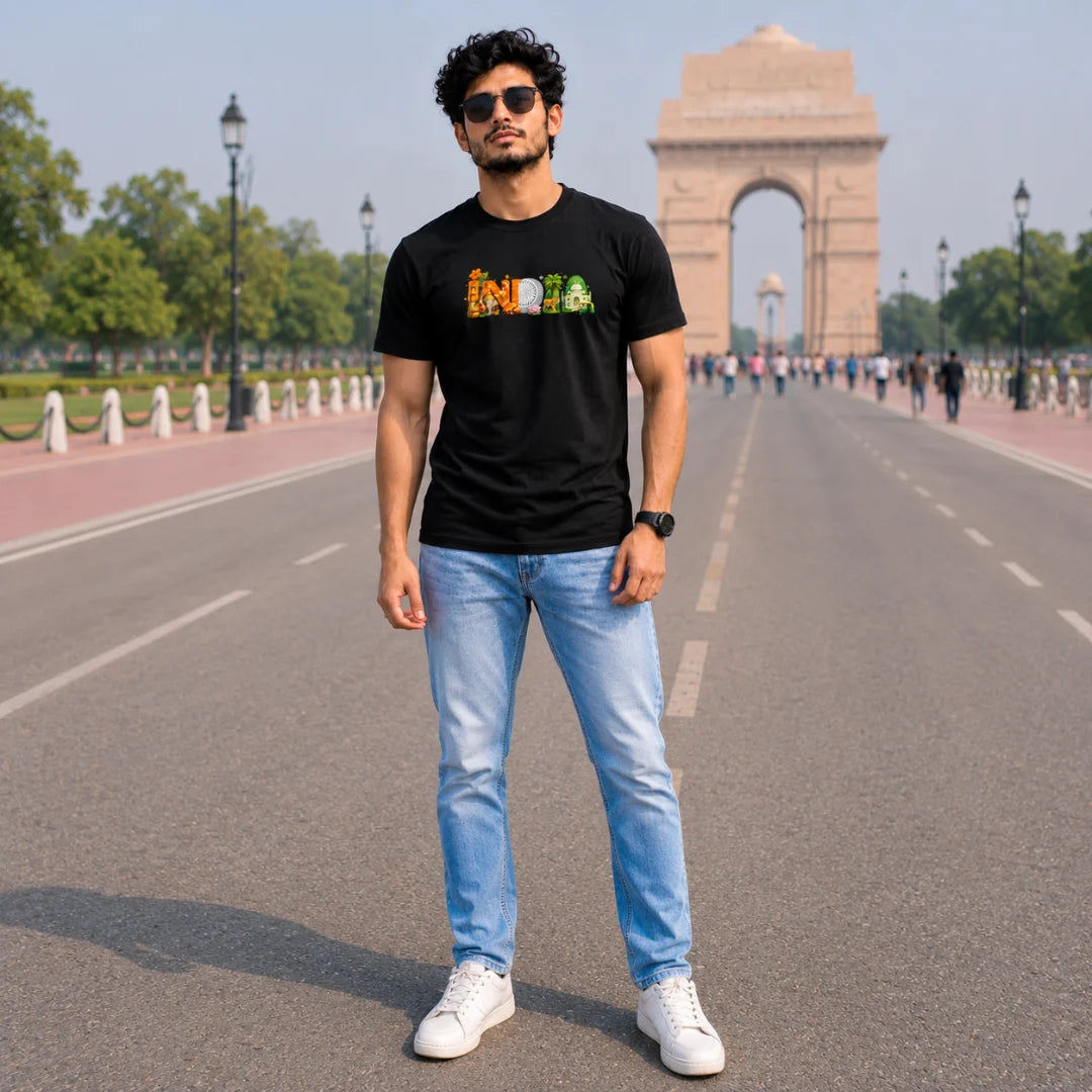 Premium India Heritage Graphic T-Shirt | Independence Edition 180 GSM Pure Cotton Regular Fit Tee