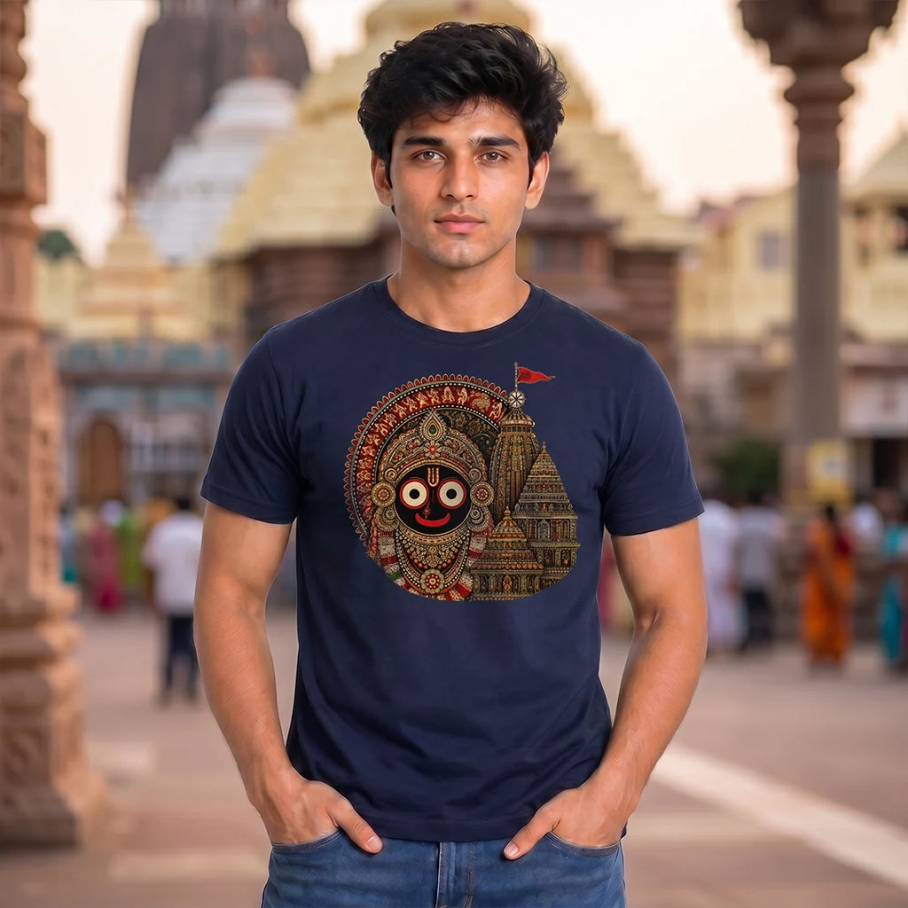 Men's Jagannath Puri Printed Round Neck Regular Fit T-Shirt (180 GSM)
