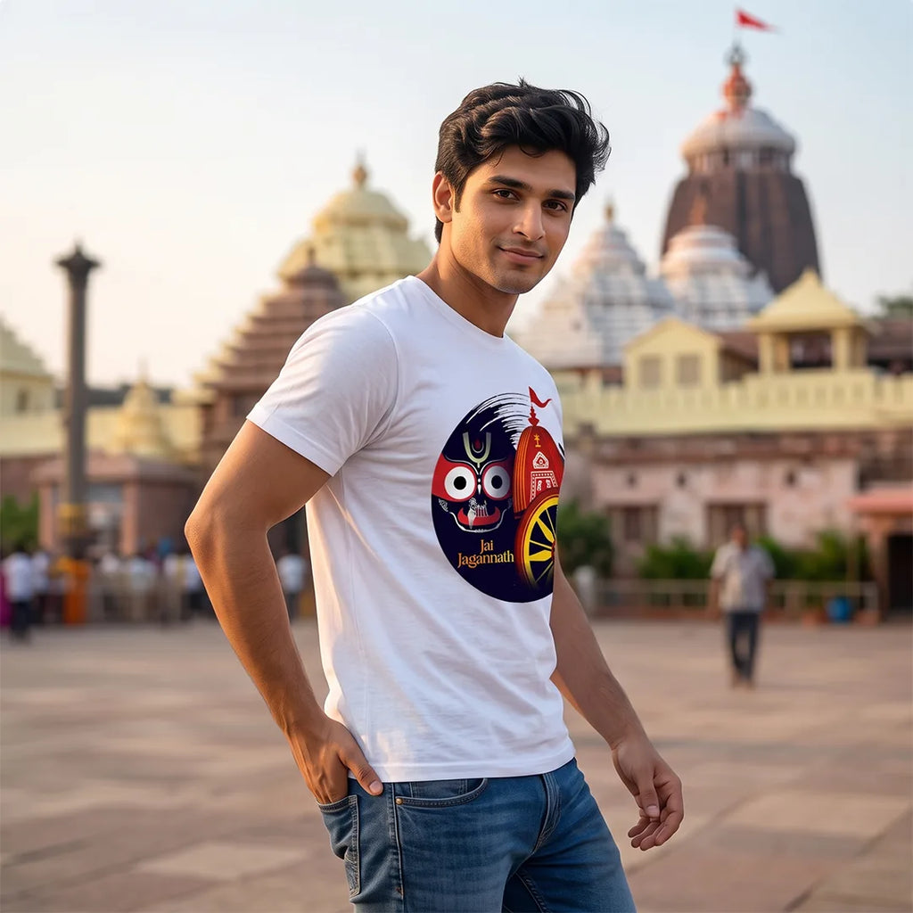 Lord Jagannath Devotional Festival Graphic T-Shirt – 180 GSM Heavyweight Half Sleeve Tee