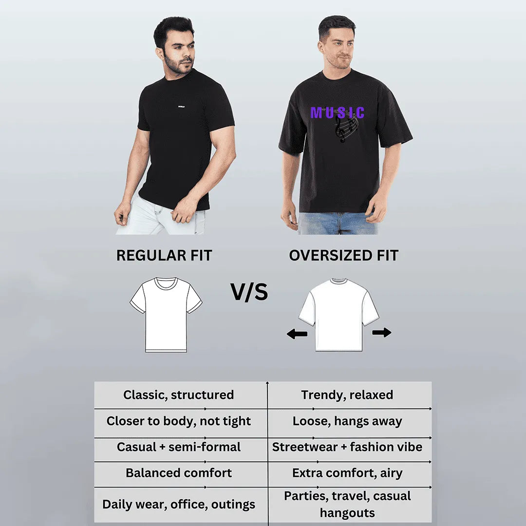 Oversized Music Graphic Back Print T-Shirt for Men