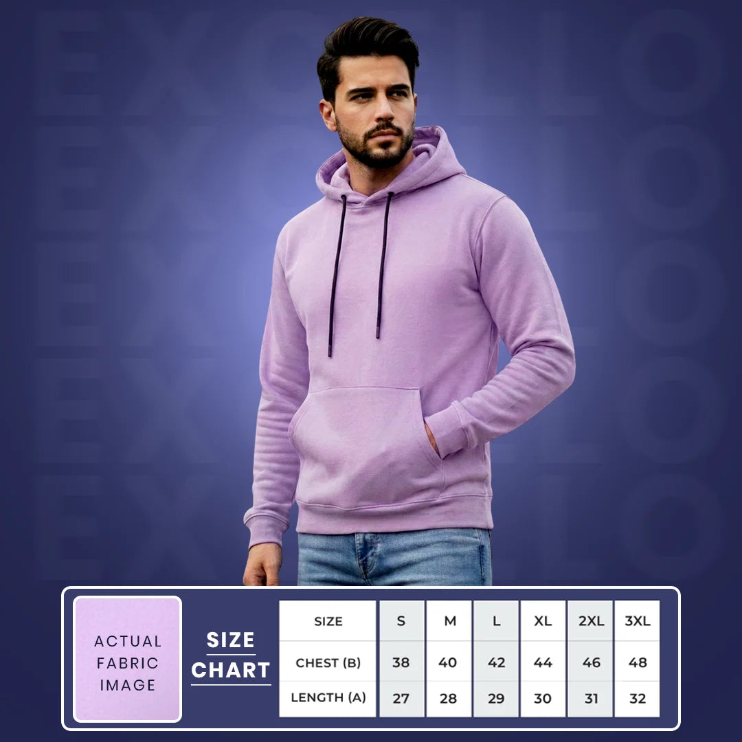 Men's Premium Solid Hoodie | Classic Regular Fit Cotton Blend Pullover Hoodie with Kangaroo Pocket | Essential Casual Winter Streetwear