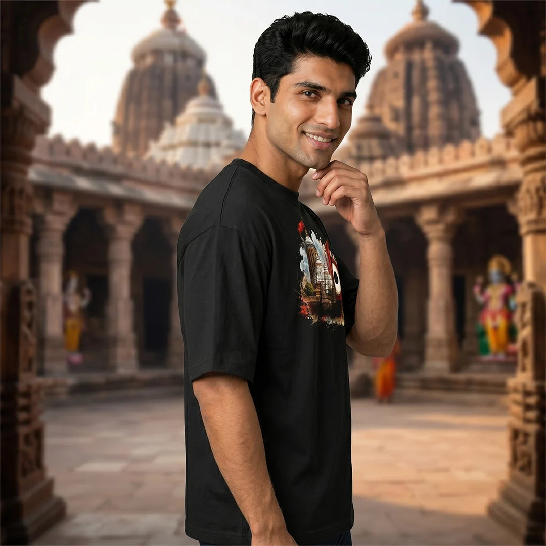 Premium Puri Jagannath Temple Graphic Oversized T-Shirt - 240 GSM Pure Cotton
