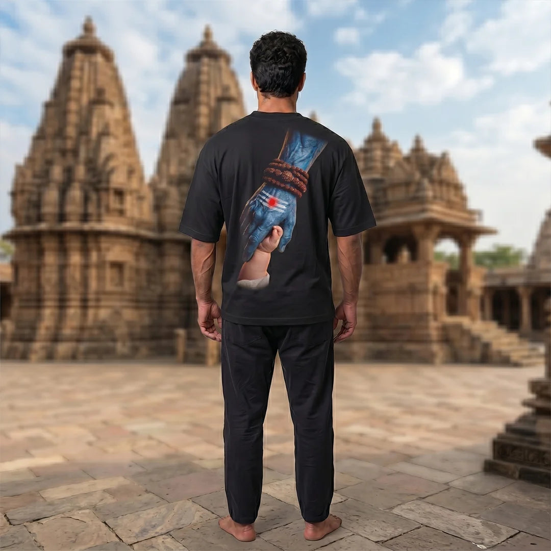 Mahadev Art Printed Heavyweight Oversized Tee | 240 GSM Breathable Drop Shoulder T-Shirt