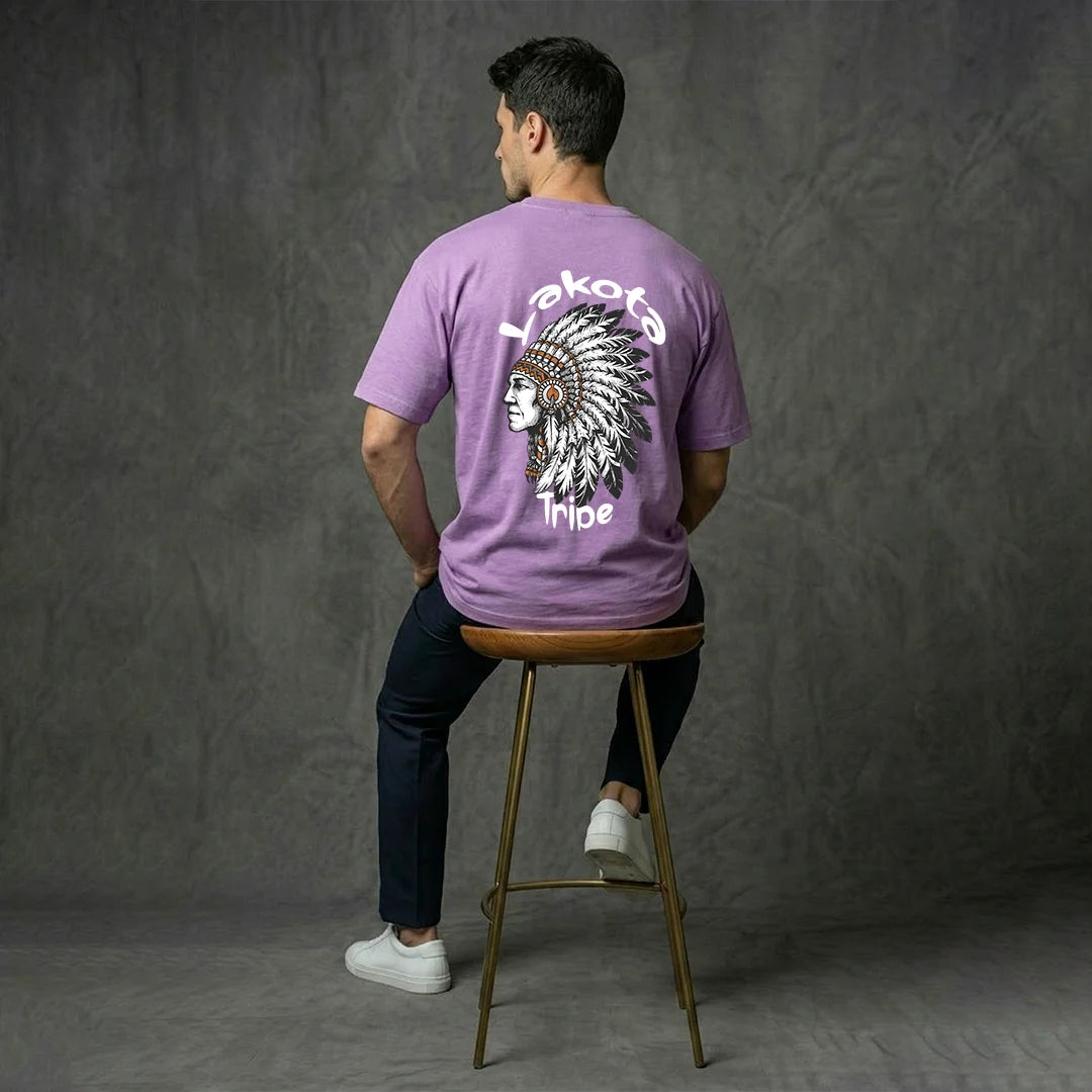 "Lakota Tribe" Chief Graphic Oversized T-Shirt – Lavender