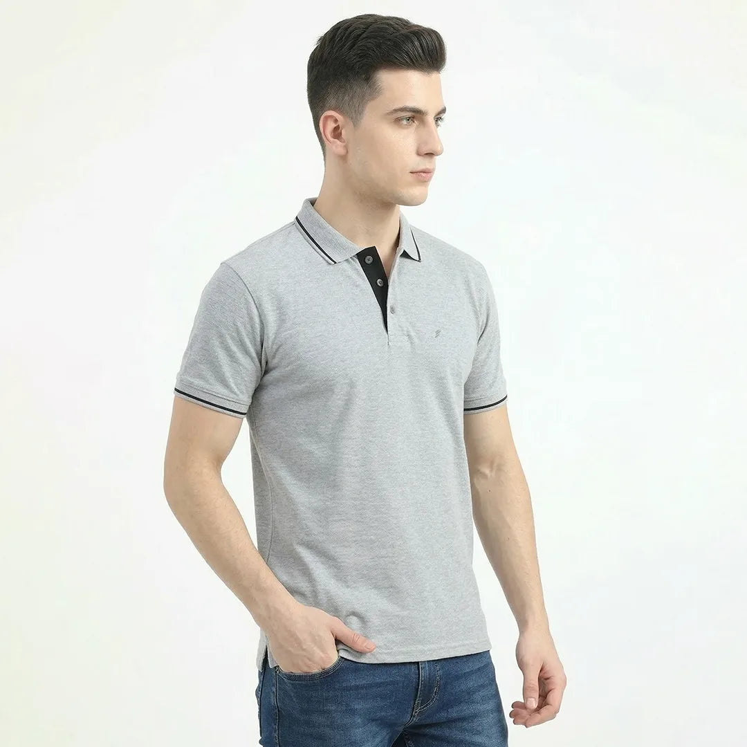 Premium 270 GSM Pure Cotton Biowash Tipping Polo T-Shirt - Heavyweight & Breathable