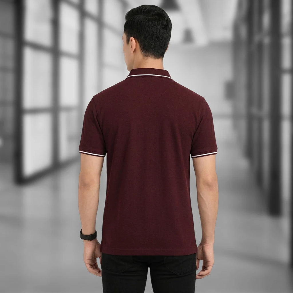 Men’s Premium Polo T-Shirt with Contrast Tipping | 270 GSM | Regular Fit Cotton Pique | Smart Casual & Office Wear