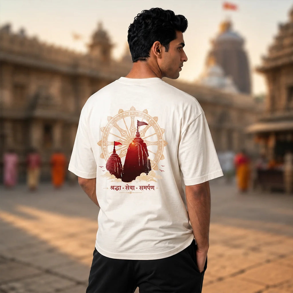 Excello Premium "Shraddha Seva Samarpan" Oversized Graphic T-Shirt