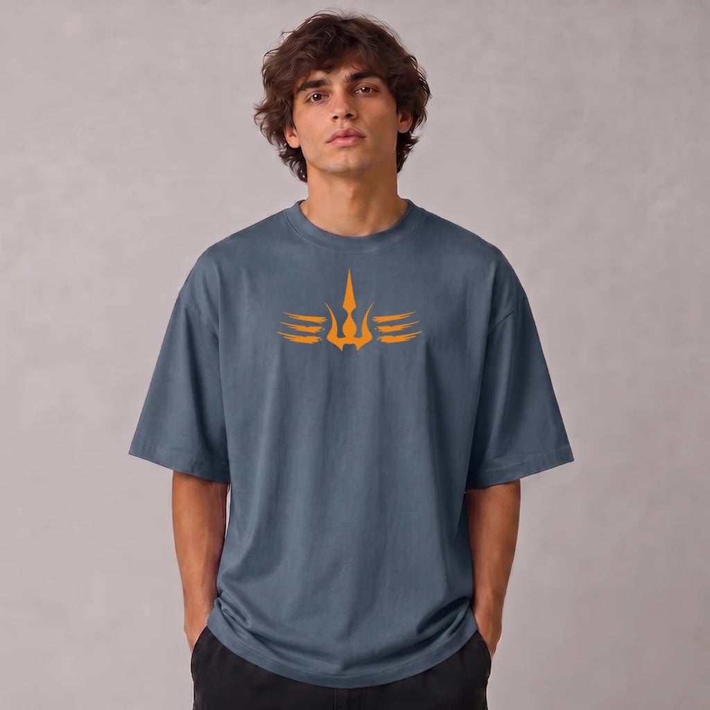 Mahadev Trishul Drop Shoulder T-Shirt | Heavyweight 240 GSM Pure Cotton