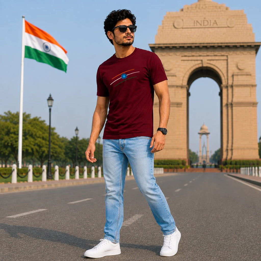 Premium Patriotic Theme Pure Cotton T-Shirt | 180 GSM, Bio-Washed Regular Fit Graphic Tee