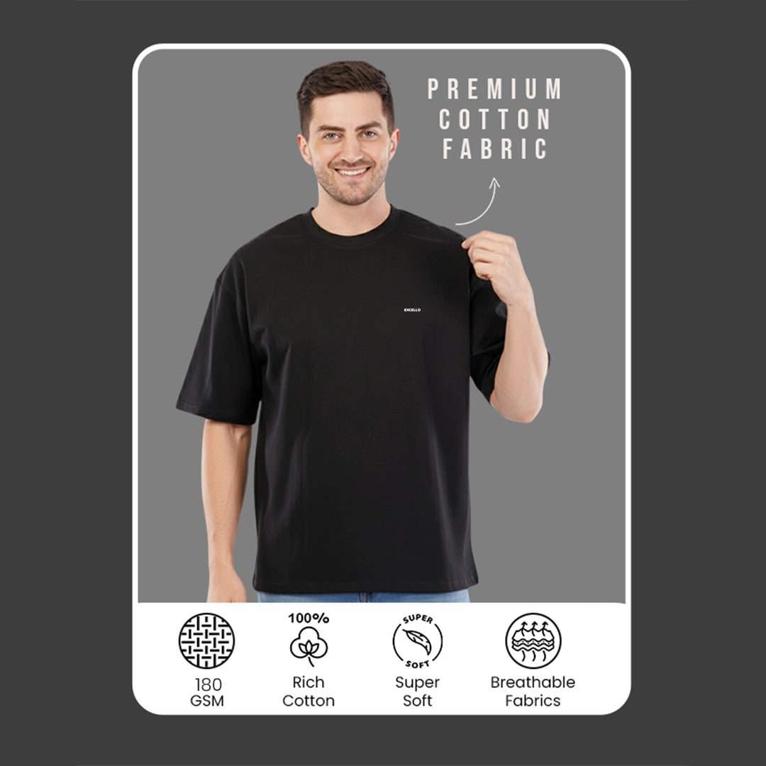 Men’s Premium Beige Oversized T-Shirt | 100% Rich Cotton | Trendy Drop-Shoulder Streetwear Tee