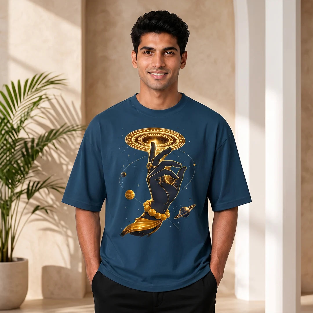 Men's Cosmic Chakra Divine Oversized Graphic T-Shirt - 240 GSM Pure Cotton, Bio-Washed