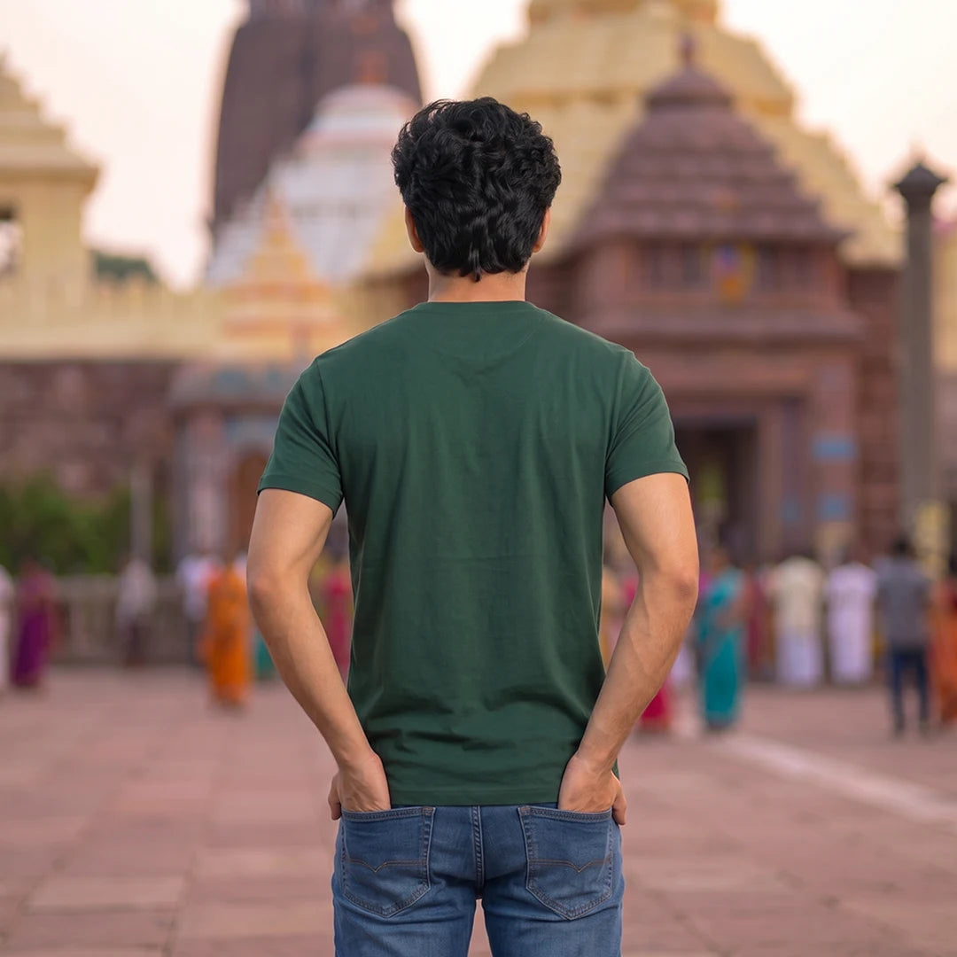 Men's Jagannath Puri Printed Round Neck Regular Fit T-Shirt (180 GSM)