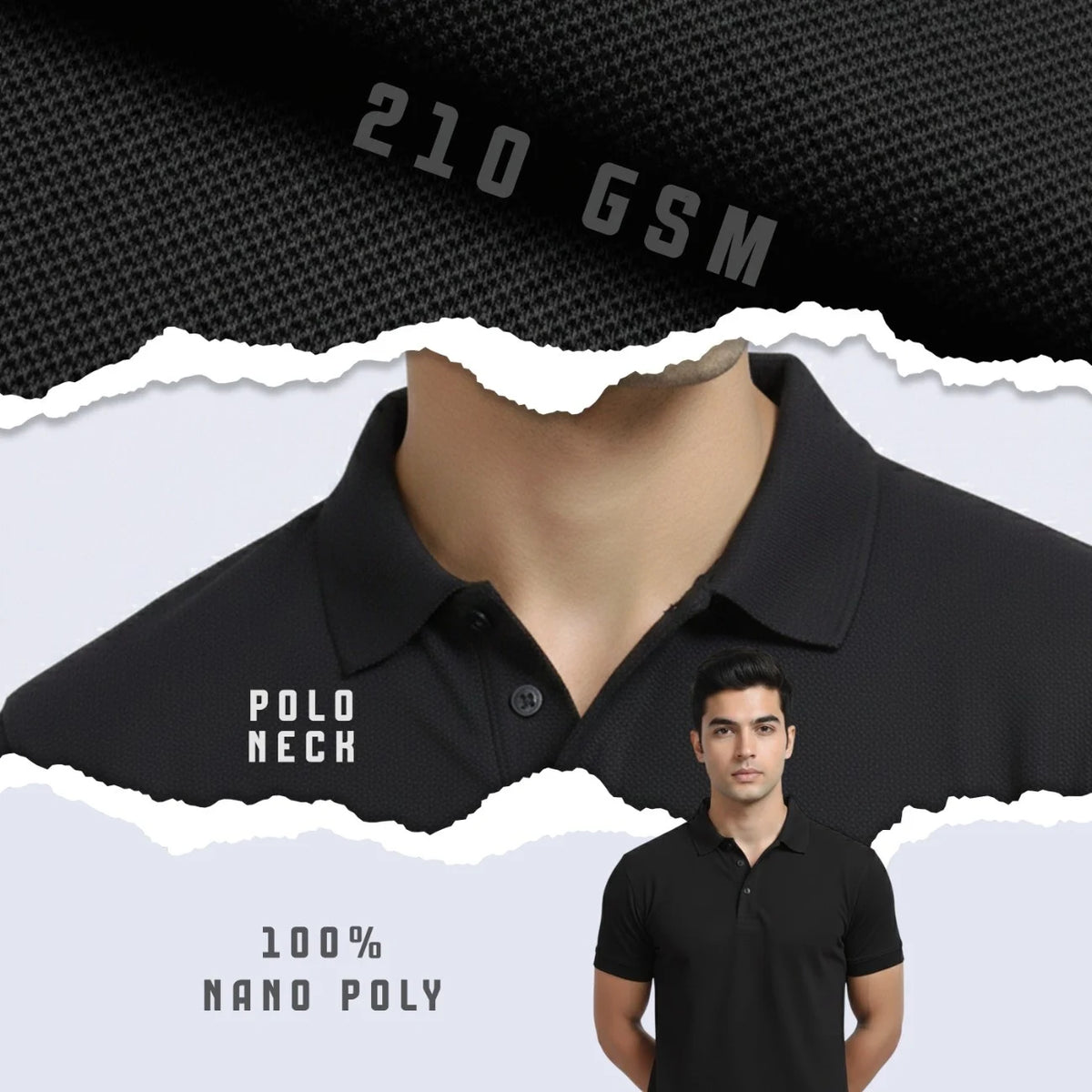 Aeropiq Men’s Premium Polo T-Shirt | 100% Nano Poly with Soft Cotton Feel | 210 GSM Breathable Regular Fit