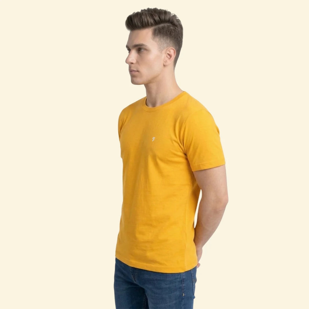 Men's Regular Fit Crew Neck T-Shirt, 100% Pure Cotton, 180 GSM, Breathable Everyday Wear