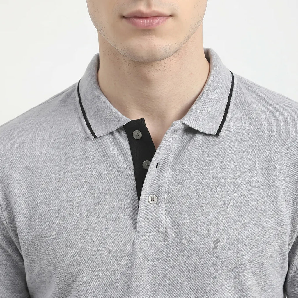 Premium 270 GSM Pure Cotton Biowash Tipping Polo T-Shirt - Heavyweight & Breathable