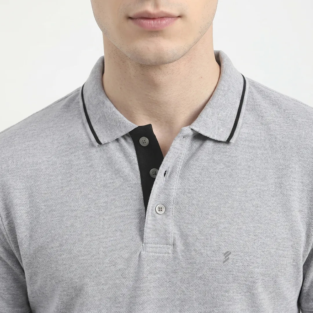 Premium 270 GSM Pure Cotton Biowash Tipping Polo T-Shirt - Heavyweight & Breathable