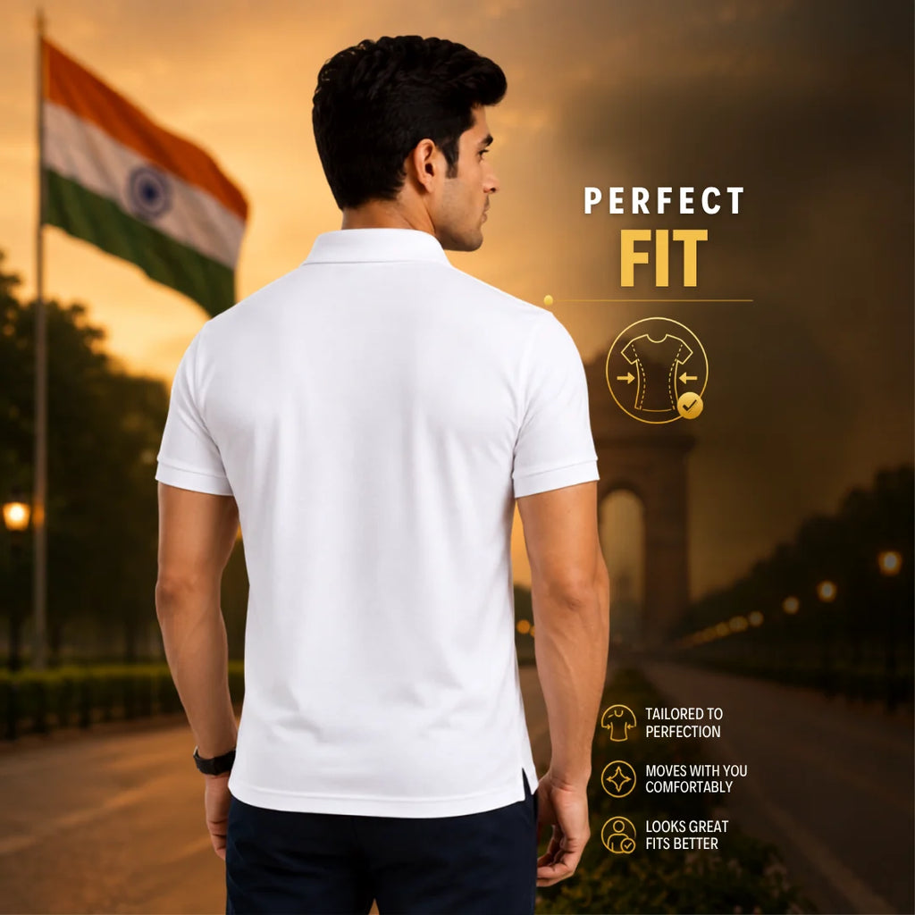 Excello Premium 210GSM Nano Polyester Polo T-Shirt | Regular Fit Patriotic Bird Graphic Polo for Men