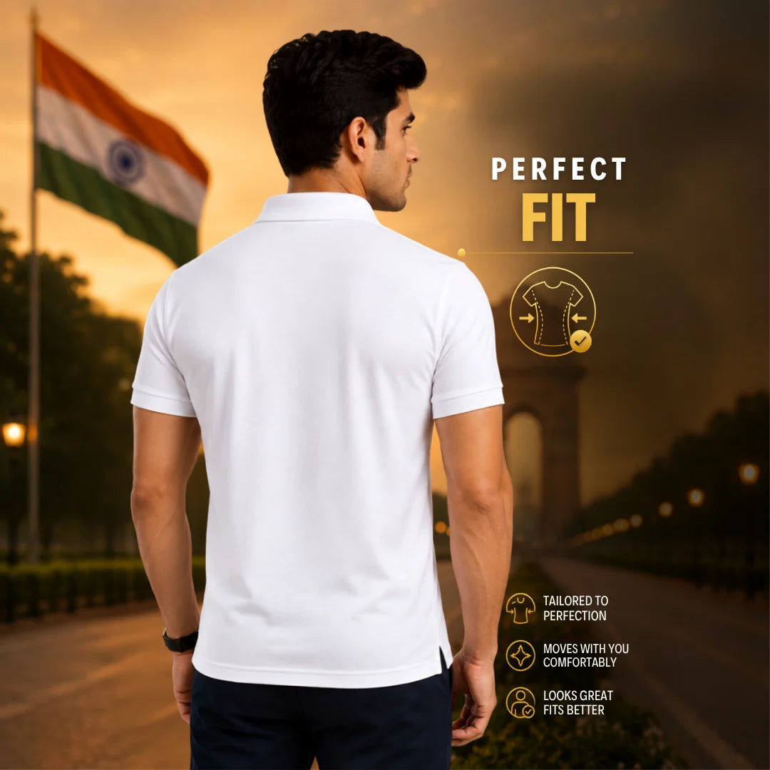 Excello Premium 210GSM Nano Polyester Polo T-Shirt | Regular Fit Patriotic Bird Graphic Polo for Men