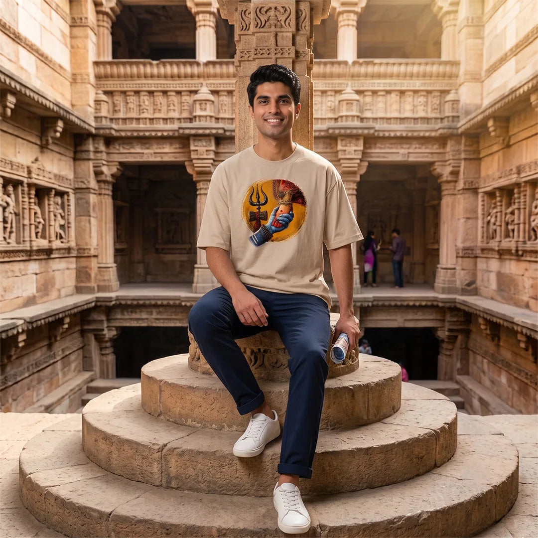 Premium Mahadev & Parvati Oversized Pure Cotton T-Shirt | 240 GSM Heavyweight Divine Graphic Tee