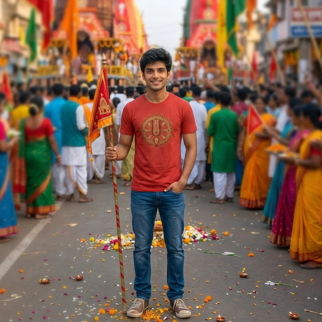 Premium Men's Pure Cotton Jagannath Puri Rath Yatra Graphic T-Shirt