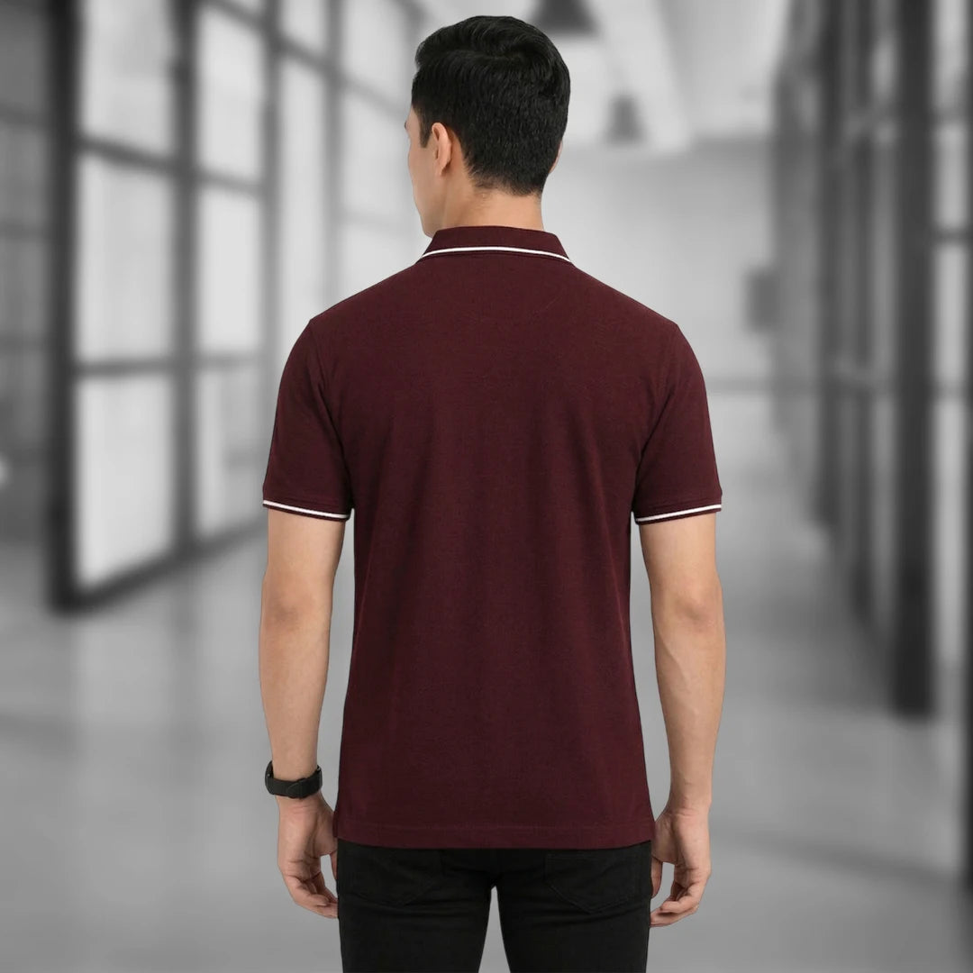 Men’s Premium Polo T-Shirt with Contrast Tipping | 270 GSM | Regular Fit Cotton Pique | Smart Casual & Office Wear