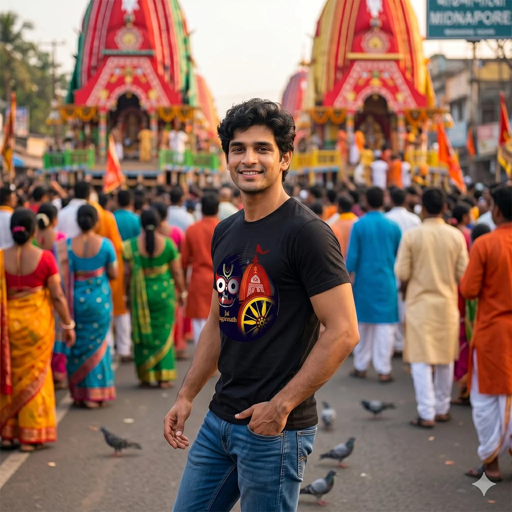 Lord Jagannath Devotional Festival Graphic T-Shirt – 180 GSM Heavyweight Half Sleeve Tee