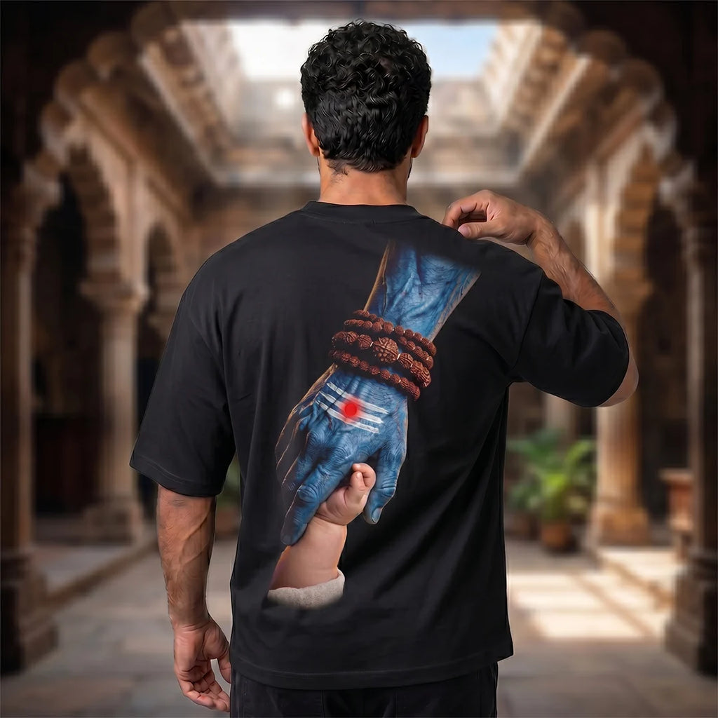 Mahadev Art Printed Heavyweight Oversized Tee | 240 GSM Breathable Drop Shoulder T-Shirt