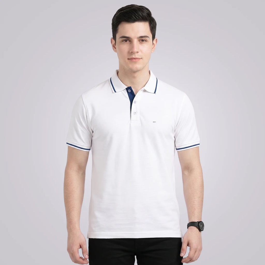 Premium Pure Cotton Regular Fit Tipping Polo Shirt - 270 GSM Bio-Washed