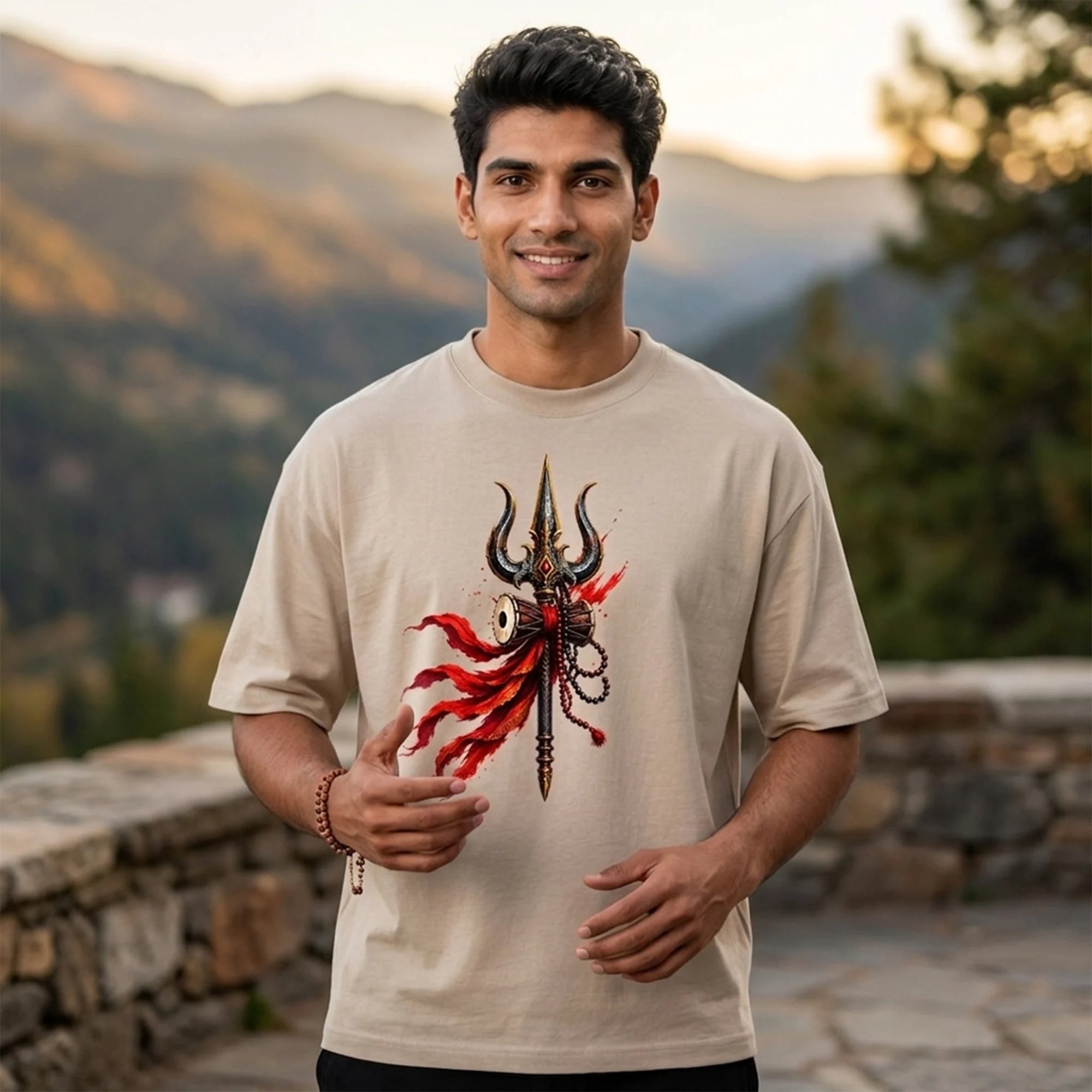 Mahakal Lord Shiva Printed Oversized T-Shirt for Men | Premium 240 GSM Heavyweight Cotton Graphic Streetwear Tee