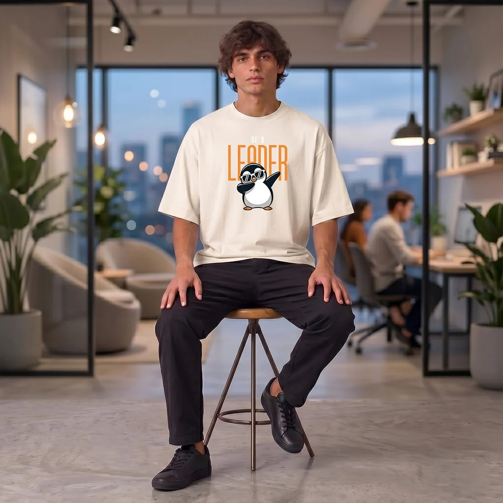 Excello Premium Oversized Graphic T-Shirt | 240 GSM Pure Cotton | Be A Leader