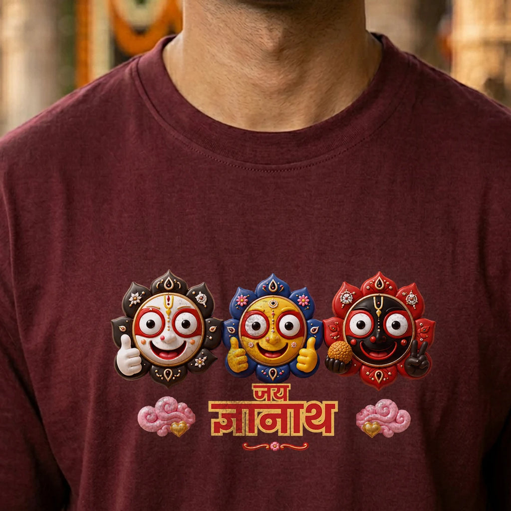 Divine Jagannath Trinity Print Oversized Streetwear T-Shirt – 240 GSM Heavyweight Pure Cotton