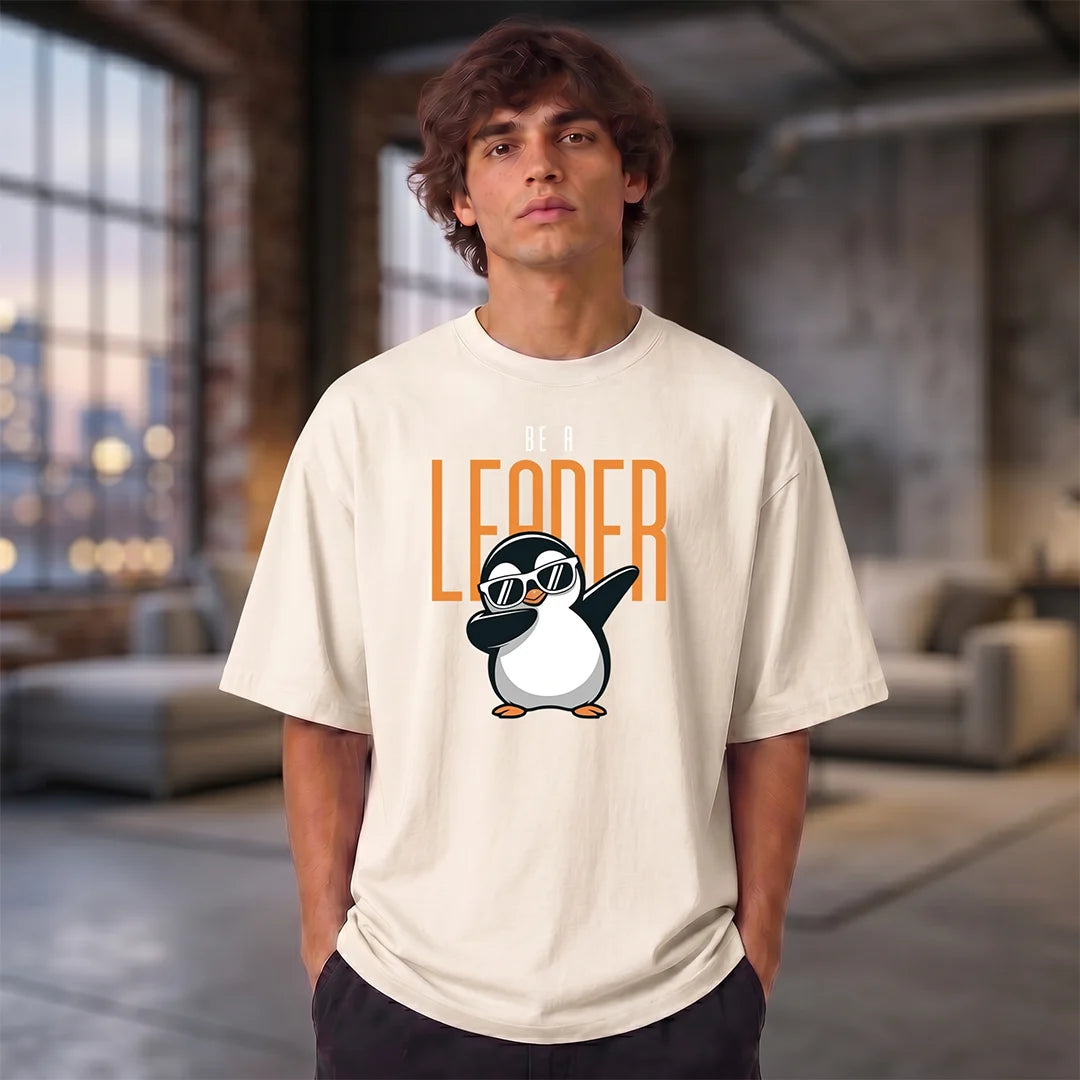 Excello Premium Oversized Graphic T-Shirt | 240 GSM Pure Cotton | Be A Leader