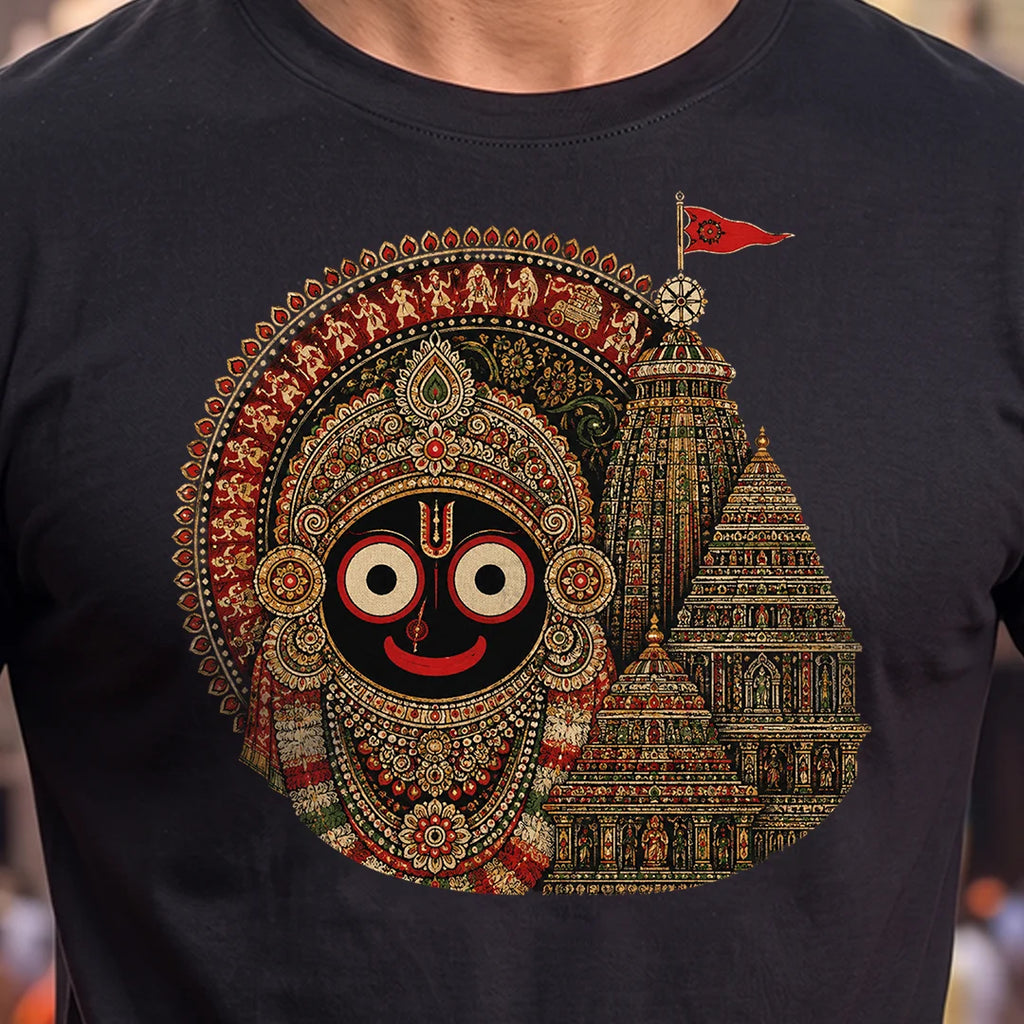Men's Jagannath Puri Printed Round Neck Regular Fit T-Shirt (180 GSM)