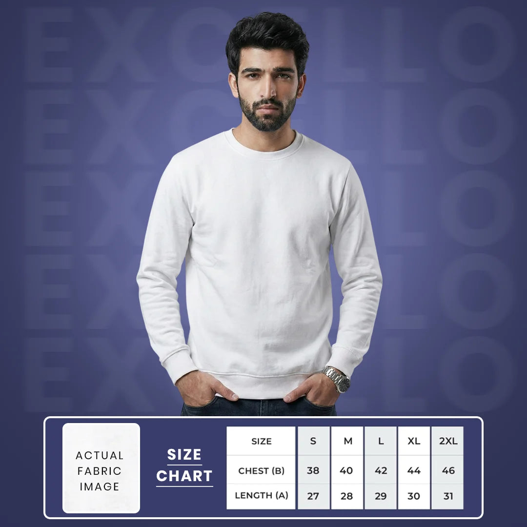 Men’s Premium Solid Crew Neck Sweatshirt | Casual Long Sleeve Pullover for Winter & Fall | Smart Regular Fit