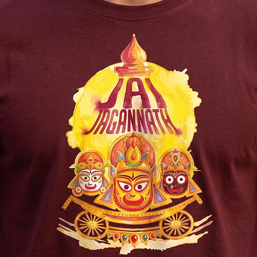 Men's Pure Cotton Jai Jagannath Holy Trinity Graphic Printed T-Shirt